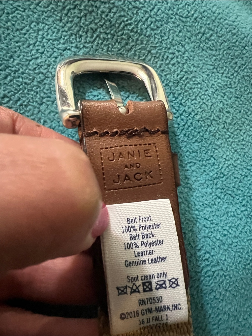 Authentic JANIE & JACK Navy & Cream Canvas boy’s Belt with adorable Dog design - Picture 6 of 6